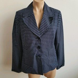 Women’s Rafaella Blue and White Lined Fitted Blazer Suit Jacket 12